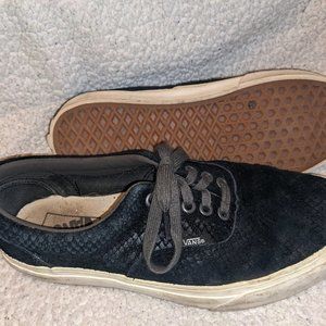 Velvet black snake skin print vans